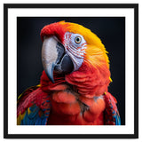 Scarlet Macaw Parrot Head Detailed Portrait Black thumbnail