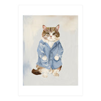Sir James fluffy Tom cat in his blue pajamas oils (Print Only)