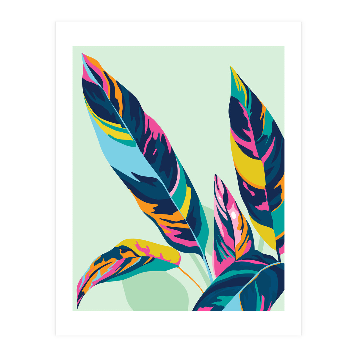 Dopamine Botanical, Colorful Tropical Banana Leaves, Plants Jungle Eclectic Contemporary, Bohemian Nature Forest (Print Only)