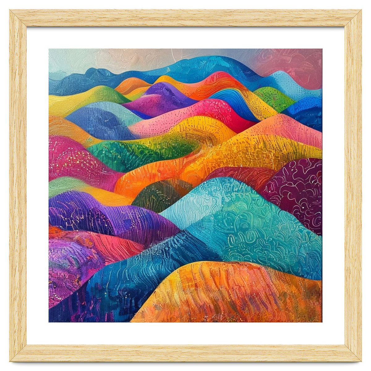 Vibrant Rainbow Rolling Hills Landscape
