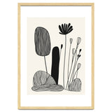 Abstract Black And White Botanical Illustration With Organic Shapes thumbnail