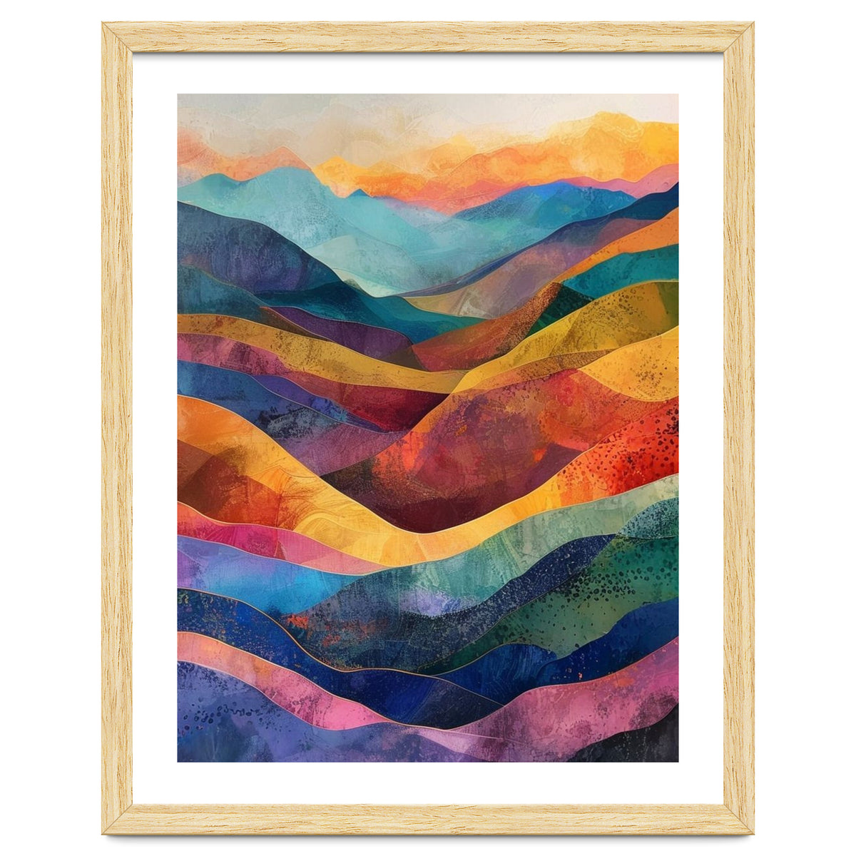 Jewel-Toned Abstract Mountain Landscape Wall Art