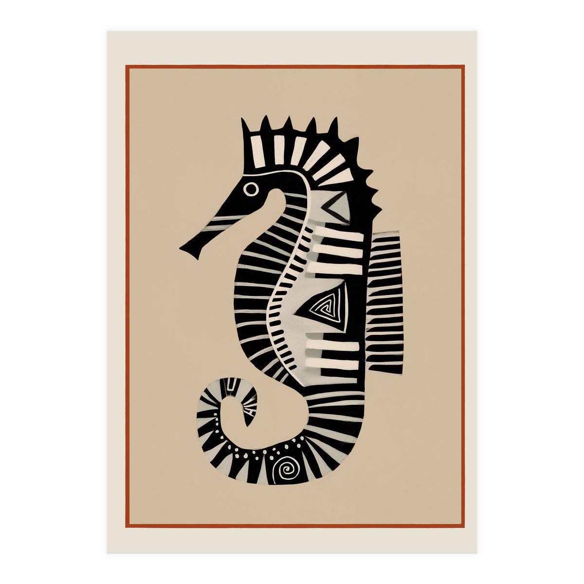 Striped Seahorse II (Print Only)