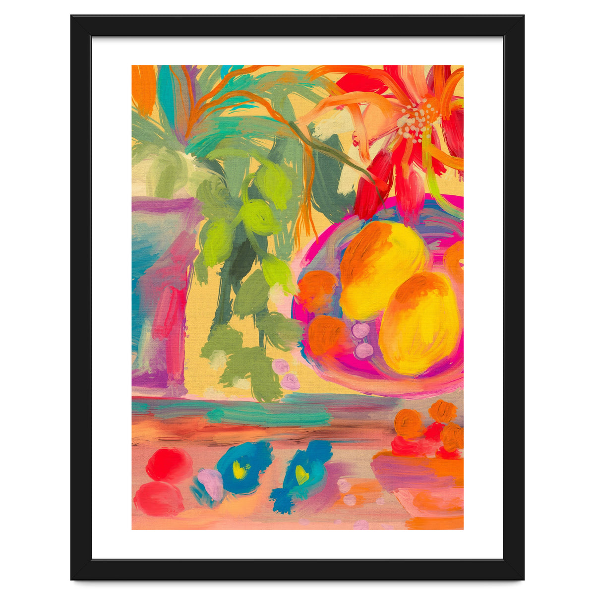 Colorful abstract summer lemons floral still life