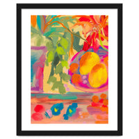 Colorful abstract summer lemons floral still life