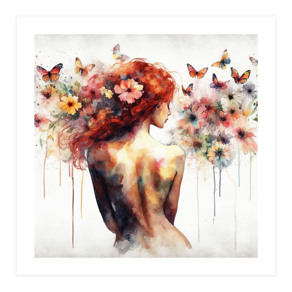 Butterfly Profile In Bloom (Print Only)