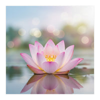 Ethereal Lotus Bloom: Serene Botanical Reflection (Print Only)