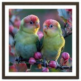 Two Lovebirds On A Branch Surrounded By Berries thumbnail