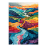 Colorful Abstract River Valley Landscape Art (Print Only) thumbnail