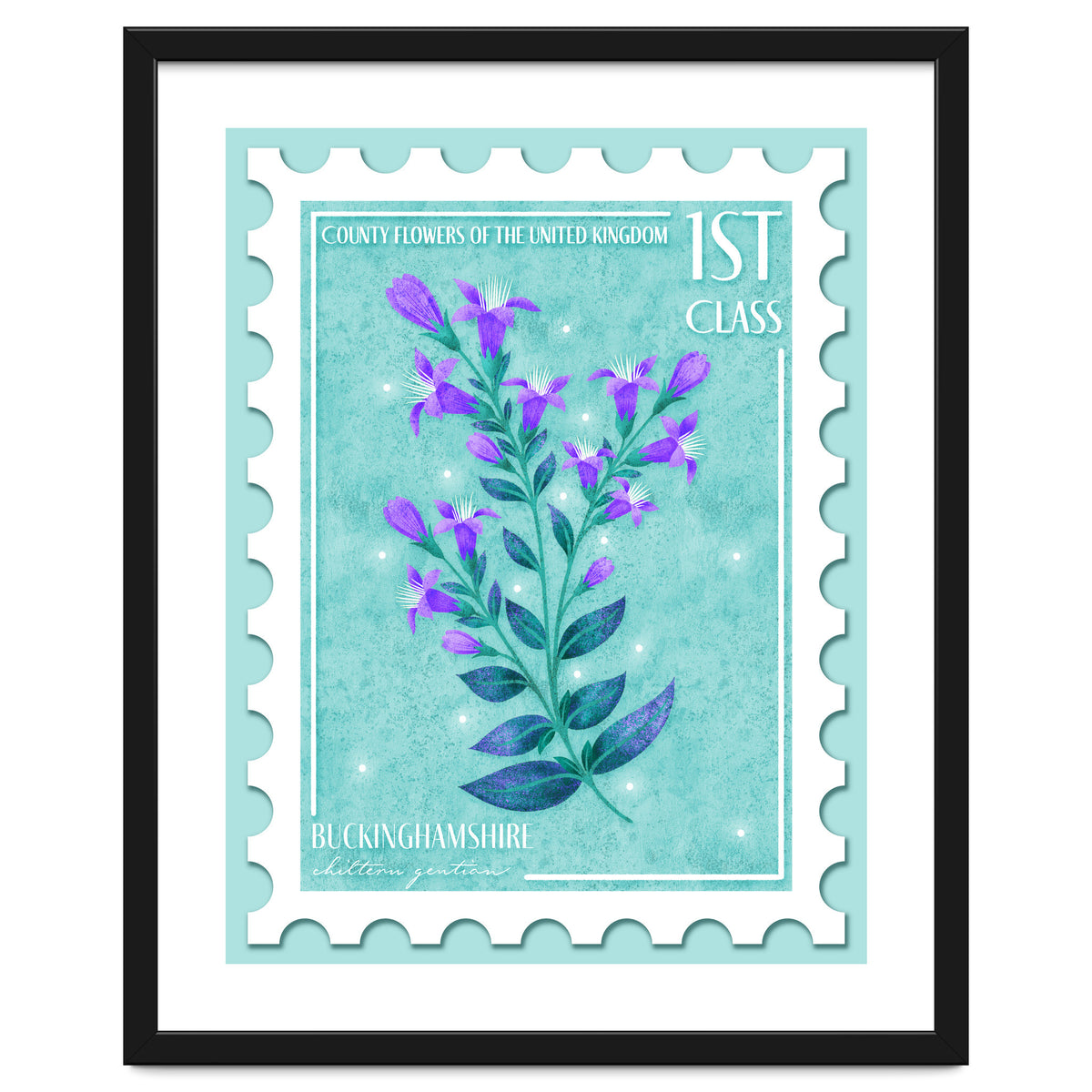 The Buckinghamshire Chiltern Gentian Postage Stamp