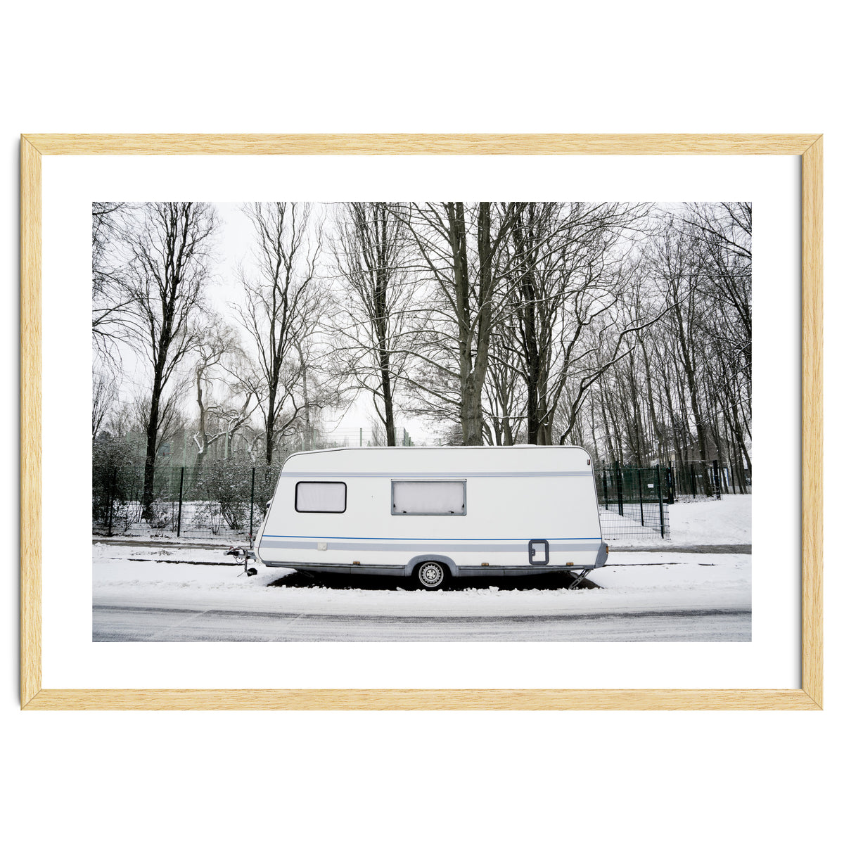 Travel Trailer in the snow road