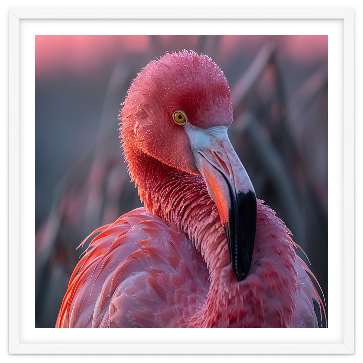 Pink Flamingo Bird Close Up Portrait