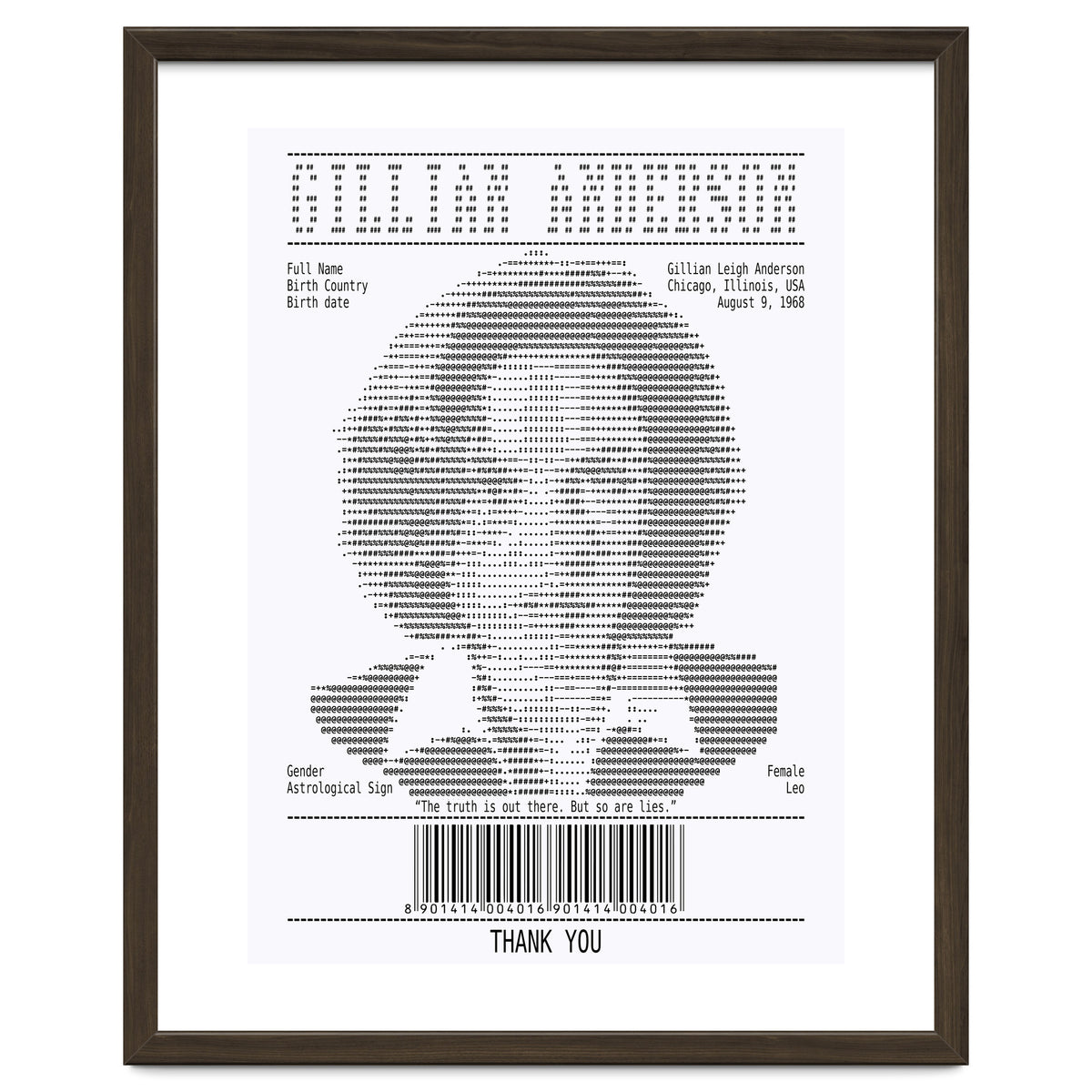 Receipt Art Gillian Anderson