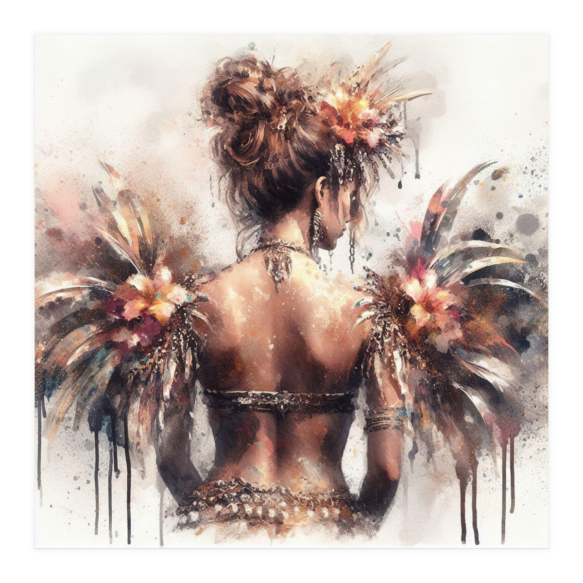 Ornate Floral Back Portrait (Print Only)
