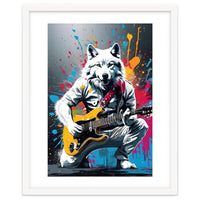 Wolf playing guitar, graffiti