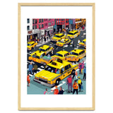 New York Minute, Yellow Taxi Cab Manhattan Downtown Busy Street, Traffic People Buildings Times Square Eclectic Road Architecture thumbnail