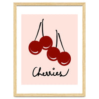 Cherries modern simple minimalistic red cute Fruit wall art