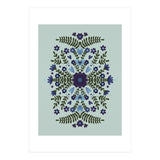 Flowers And Bows Blue And Green (Print Only) thumbnail