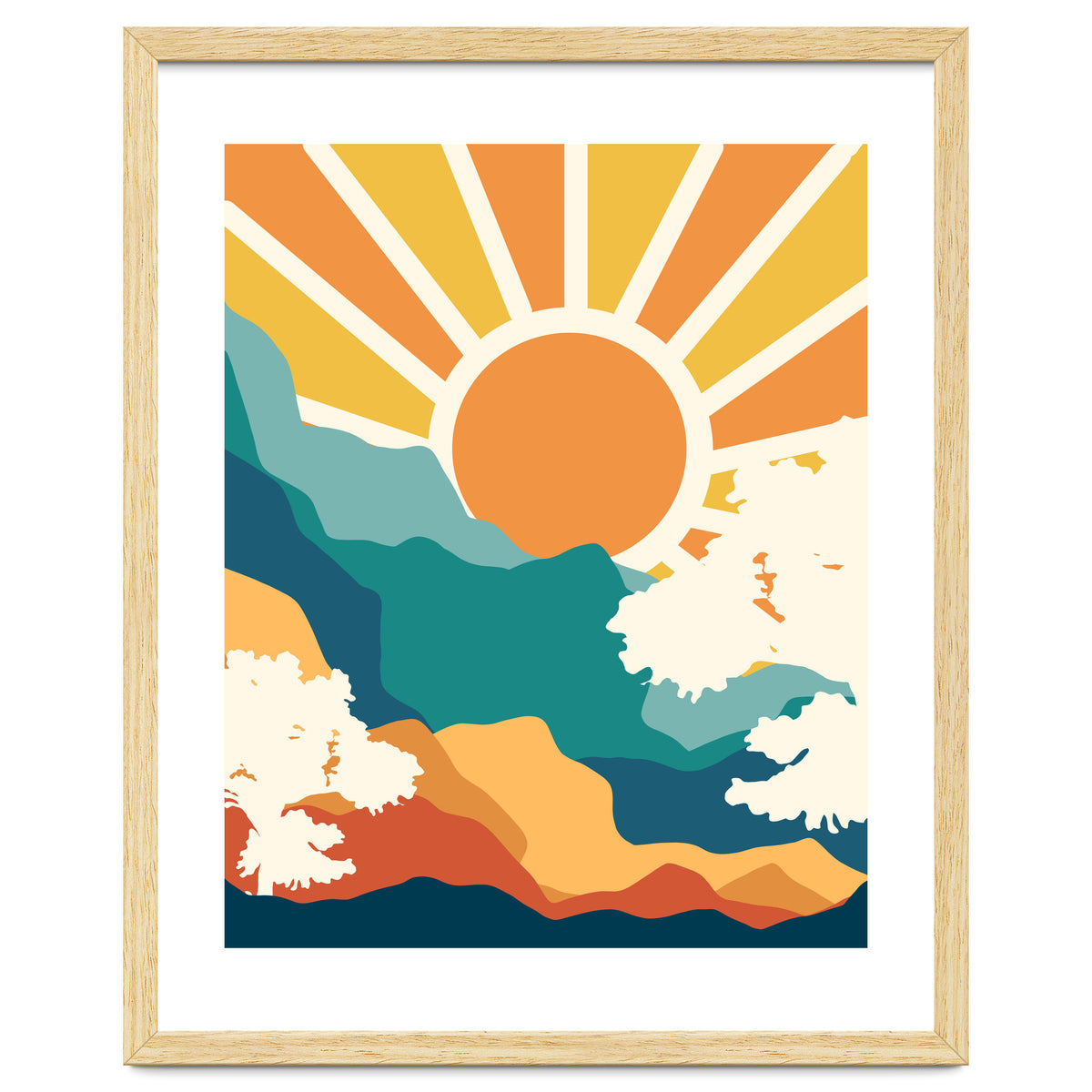 Sunrise Mindset, Positivity Optimism Self Love Self Care Growth, Nature Retro Eclectic Bohemian Peace Contemporary