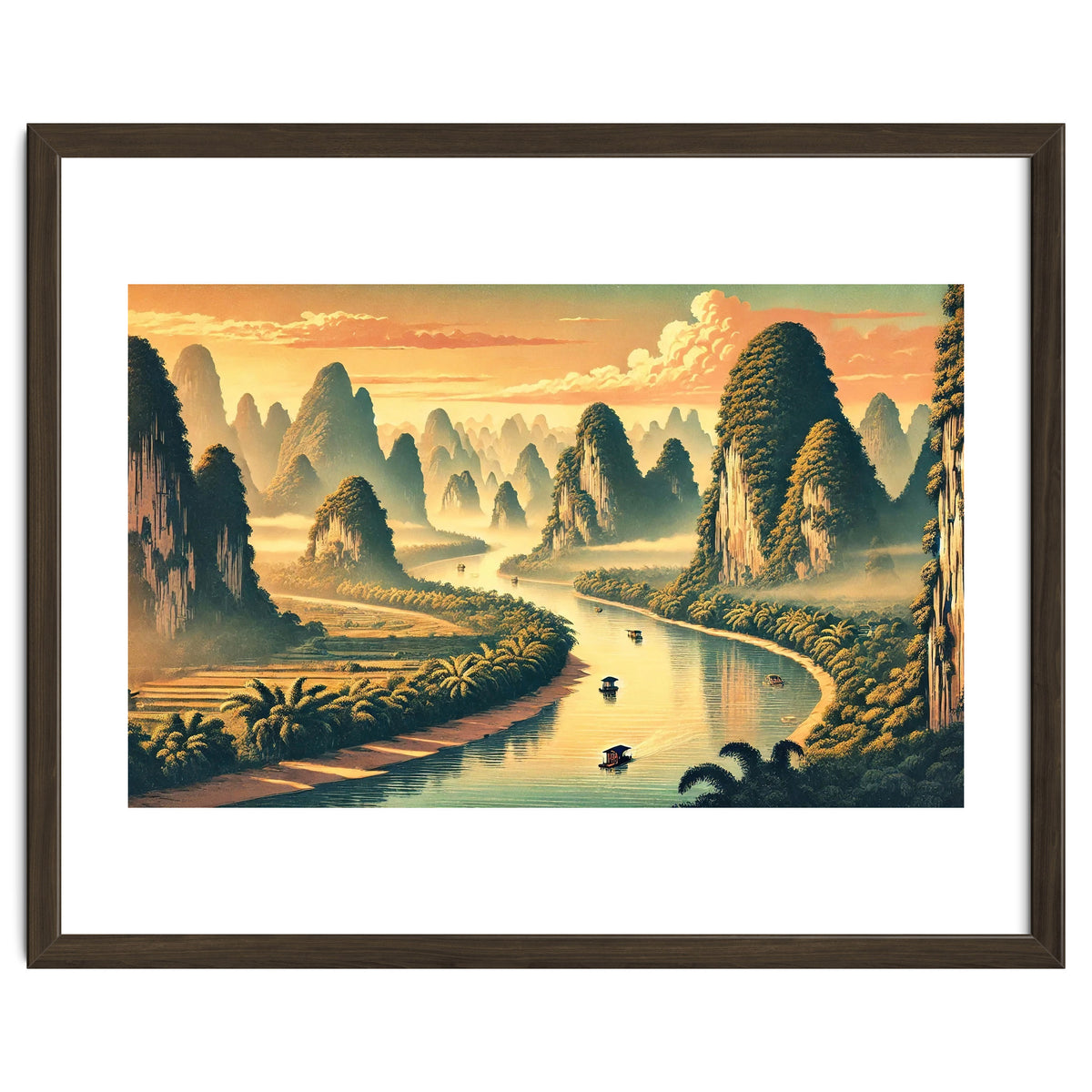 Vintage China, Guilin Karst Mountains Poster