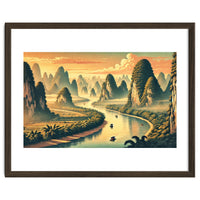 Vintage China, Guilin Karst Mountains Poster
