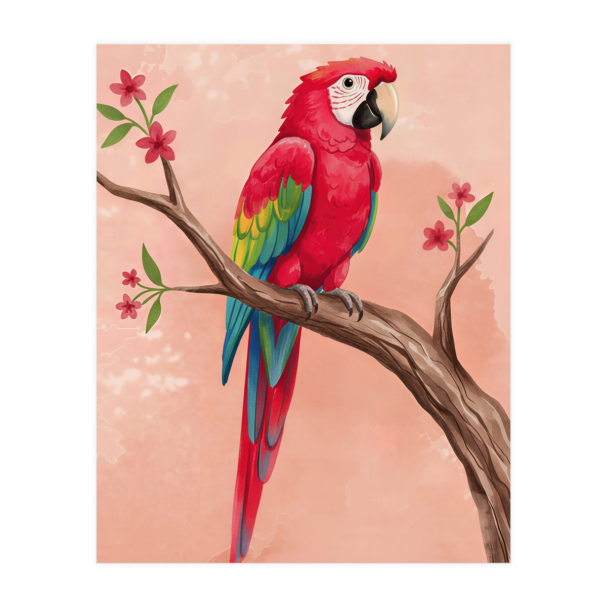 Red Macaw Parrot Bird Forest (Print Only)