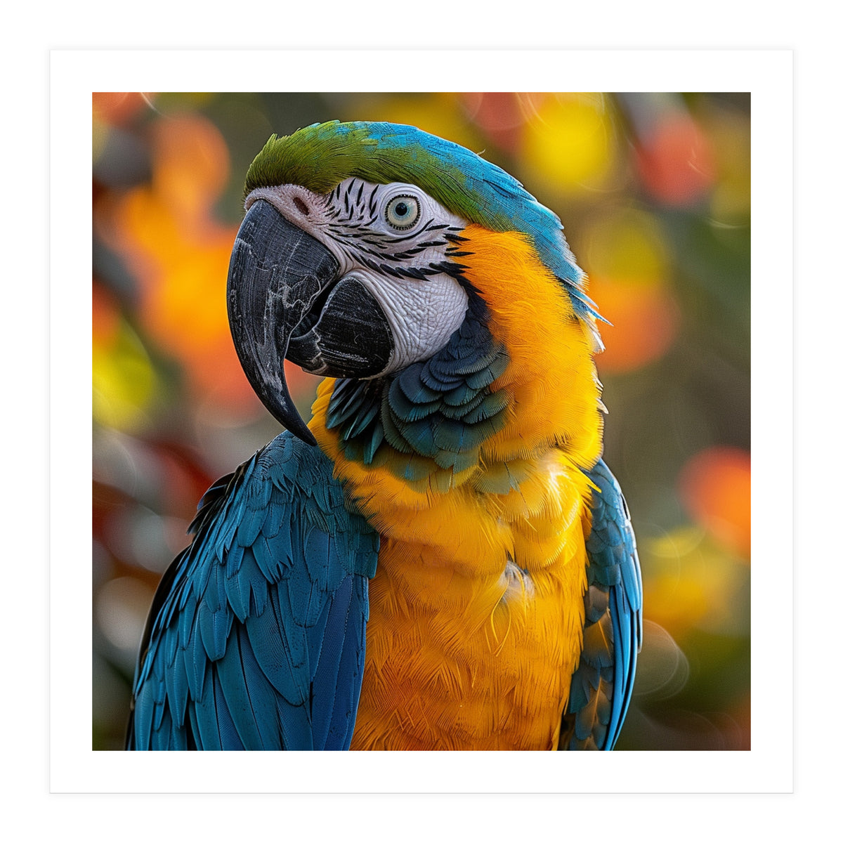 Blue And Gold Macaw Parrot Close Up Portrait (Print Only)