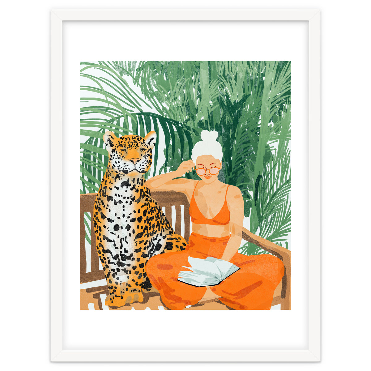 Jungle Vacay | Modern Bohemian Blonde Woman Tropical Travel | Leopard Wildlife Forest Reader