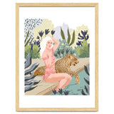 How to Train Your Leopard, Wild Cat Bohemian Woman Painting, Swimming Pool Bikini Summer Swim Animal thumbnail