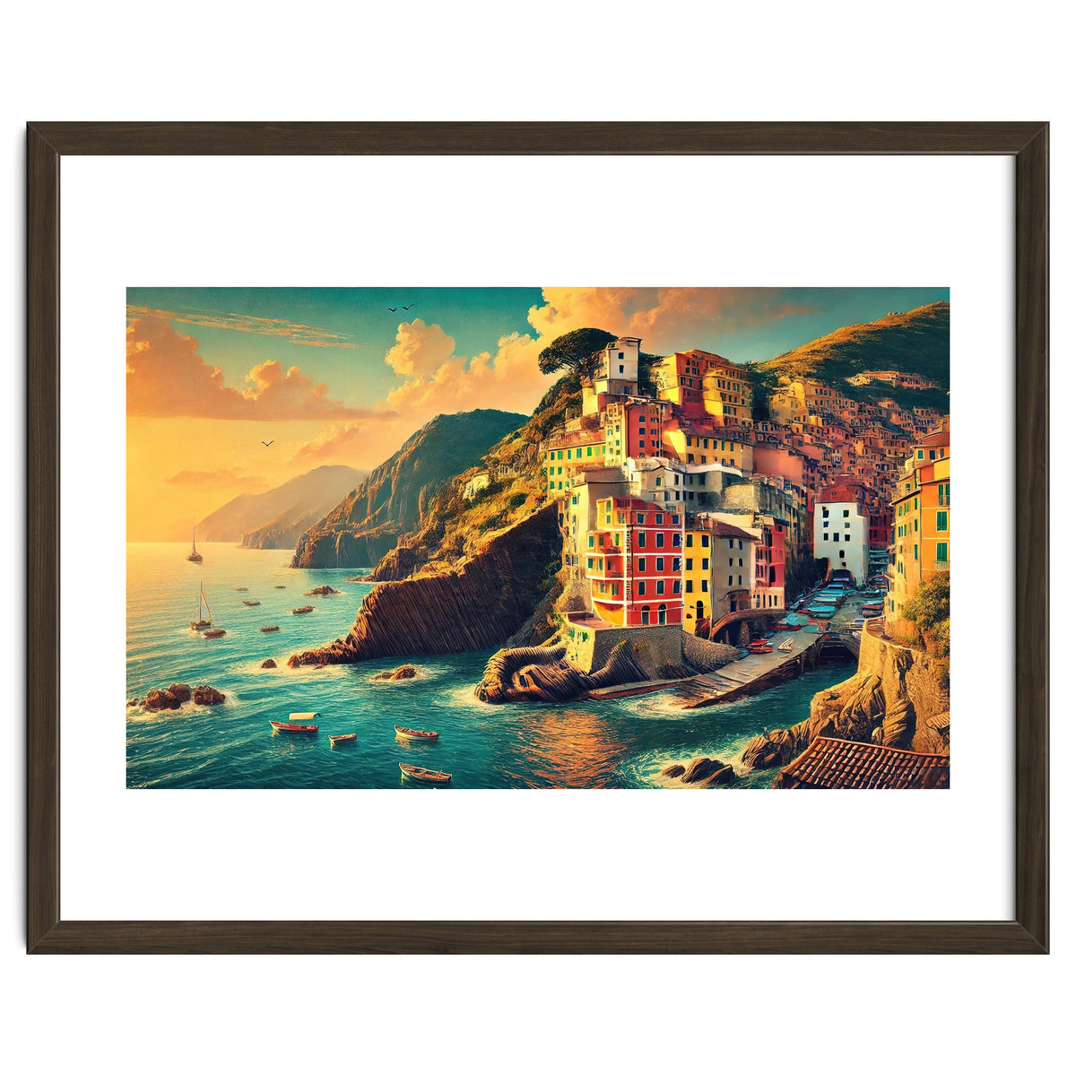 Vintage Cinque Terre Poster, Italy