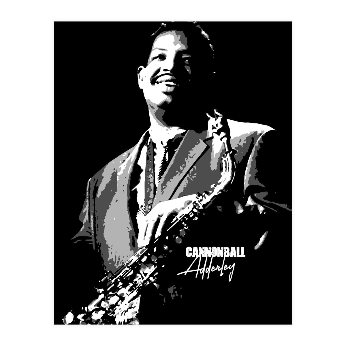 Cannonball Adderley American Jazz Saxophonist in Grayscale (Print Only)