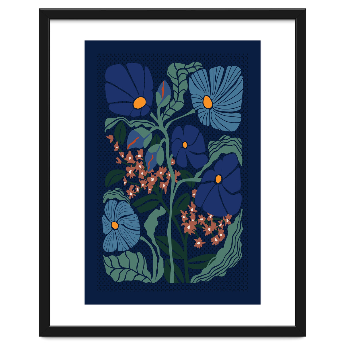 Klimt Flower Dark Blue