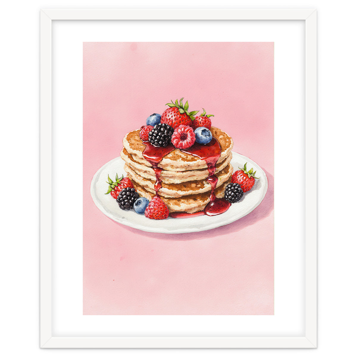 Berry Pancakes – Watercolor Breakfast Food
