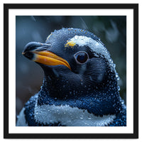 Macro view of a Penguin with Water Droplets