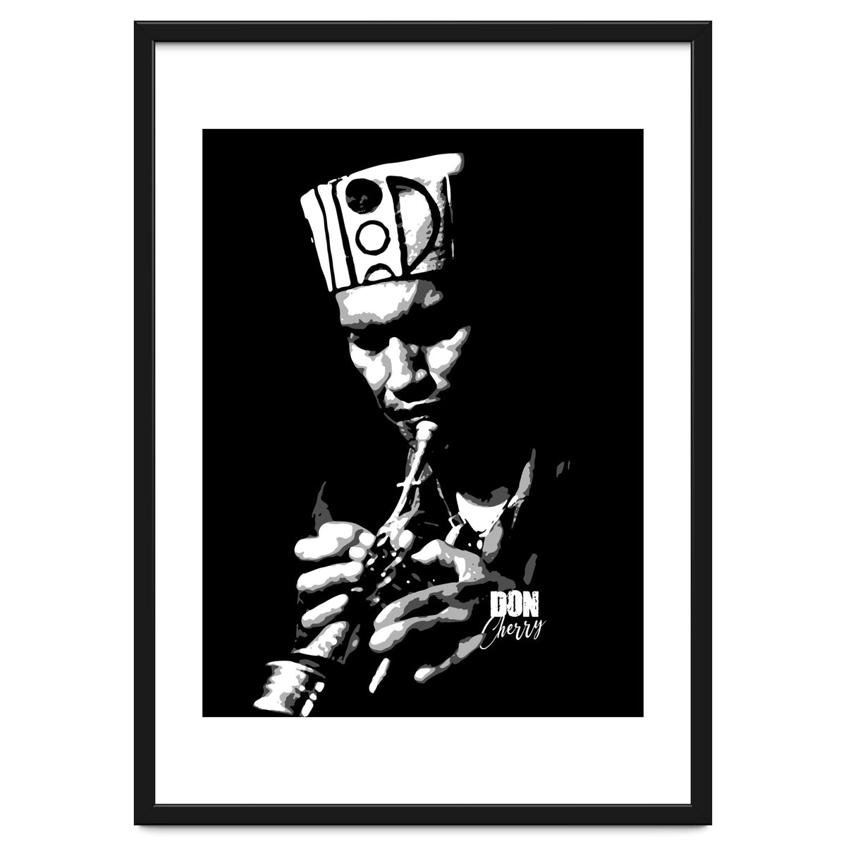 Don Cherry Trumpeter Jazz Music Legend in Grayscale