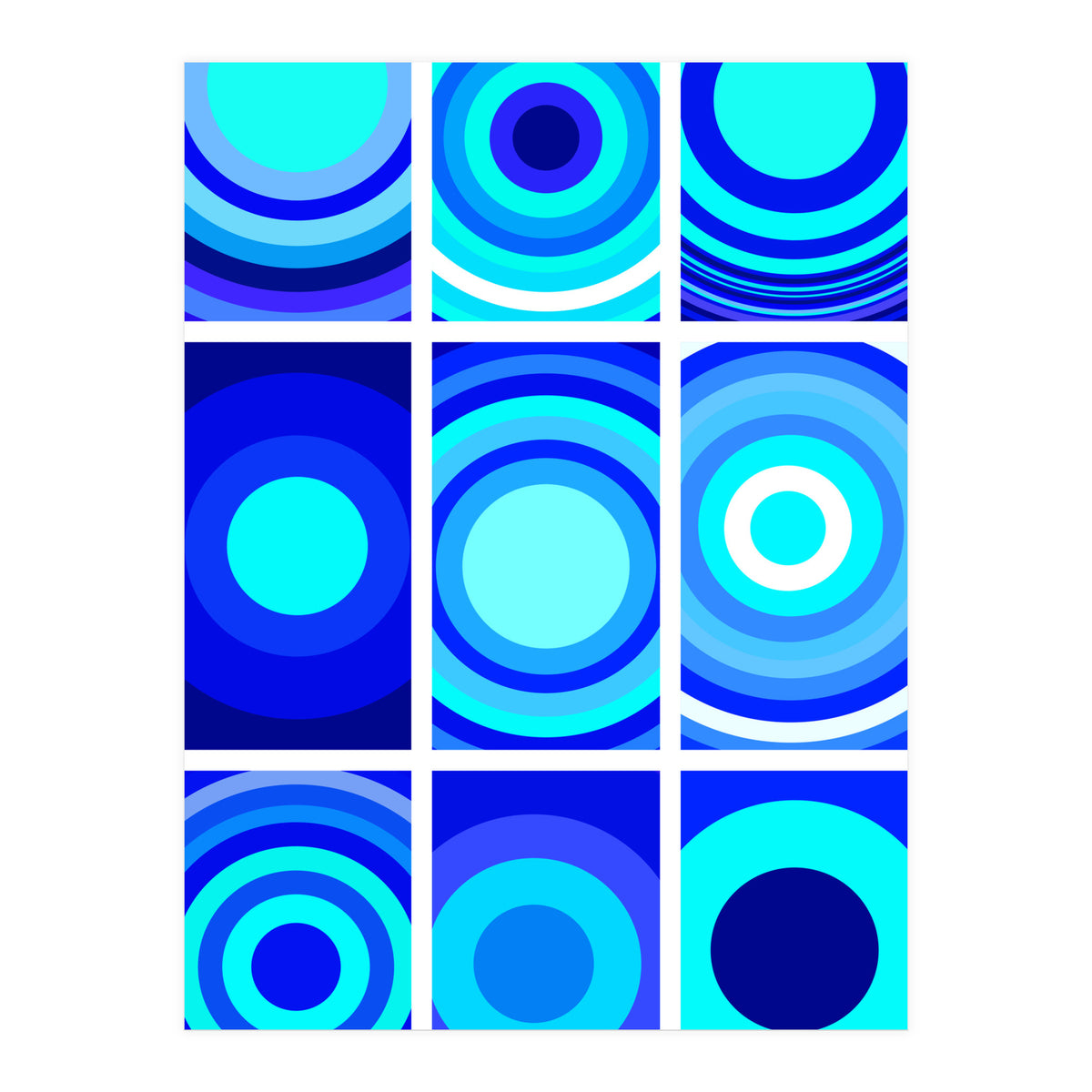 Circles & Rectangles Alt Blue 3 X 3: 2 (Print Only)