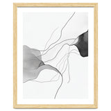 Abstract Black And White Flowing Lines And Shapes On White Background thumbnail
