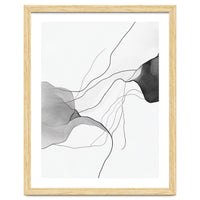 Abstract Black And White Flowing Lines And Shapes On White Background