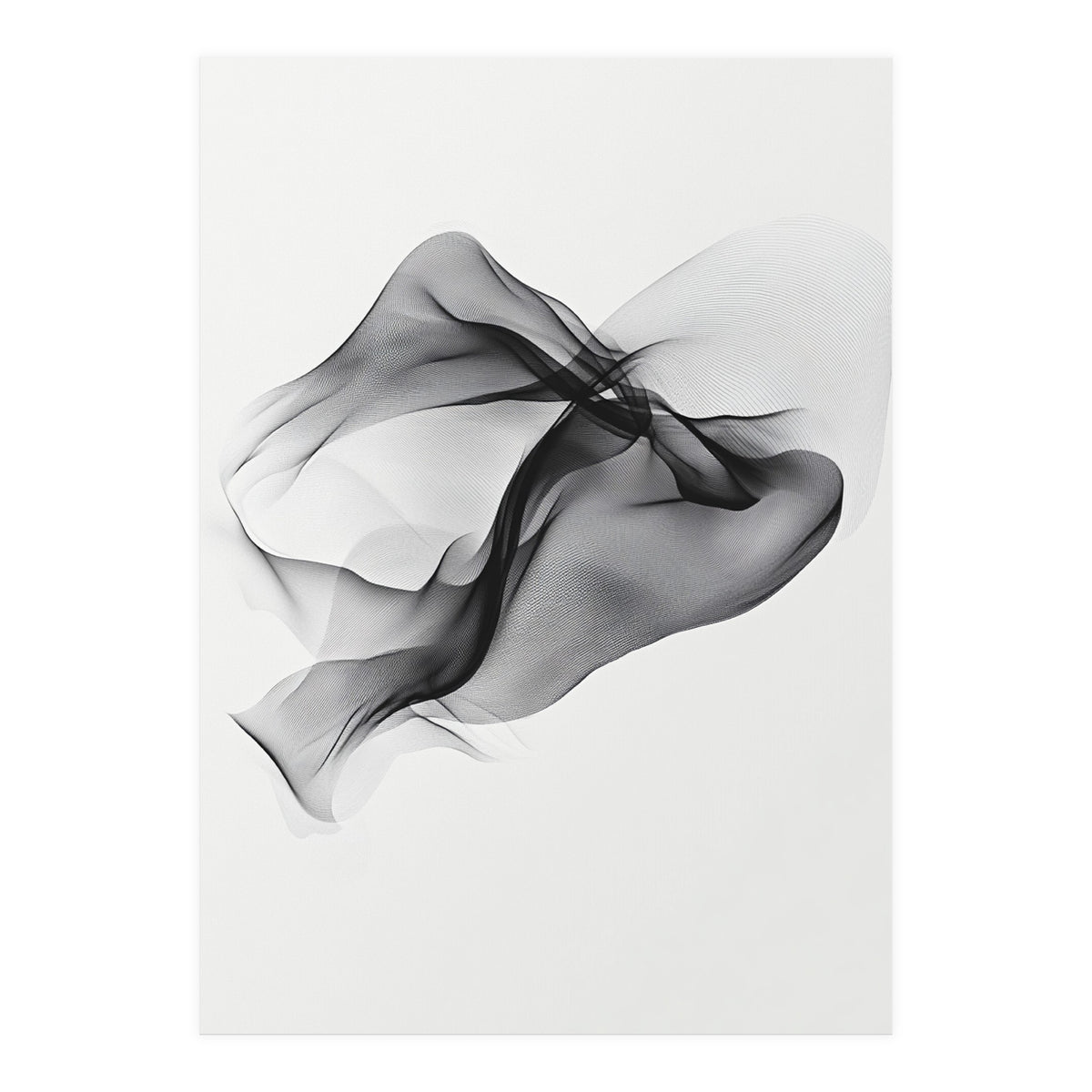 Abstract Black Flowing Fabric Wave (Print Only)