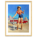 Pinup Cowgirl Showing A New Dog Trick thumbnail