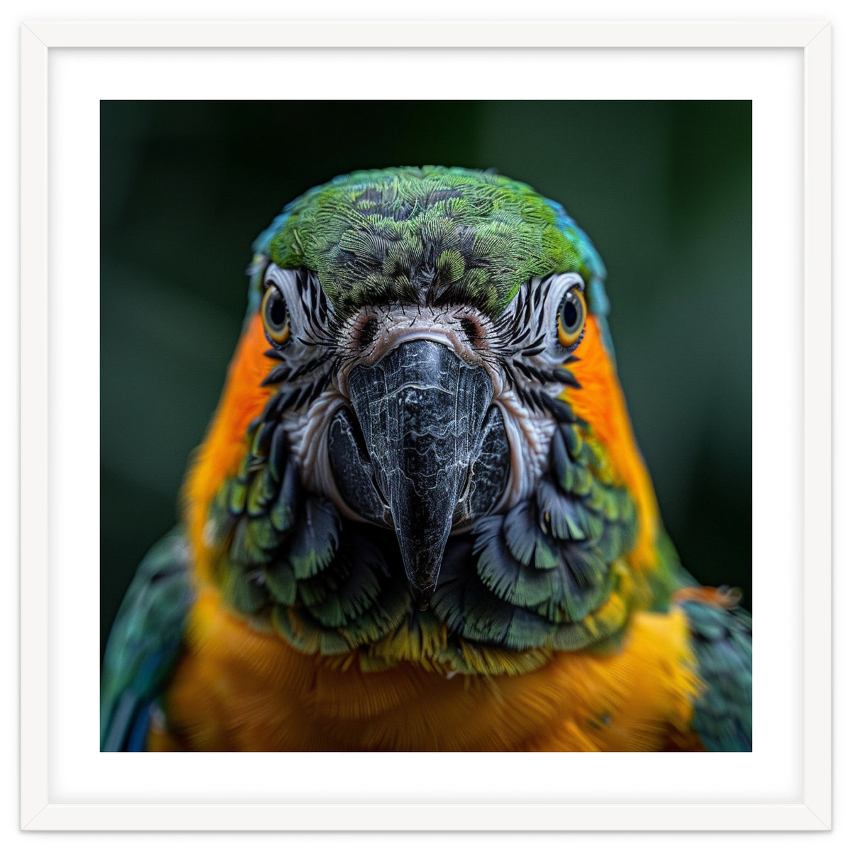 Blue And Gold Macaw Face Focused Portrait