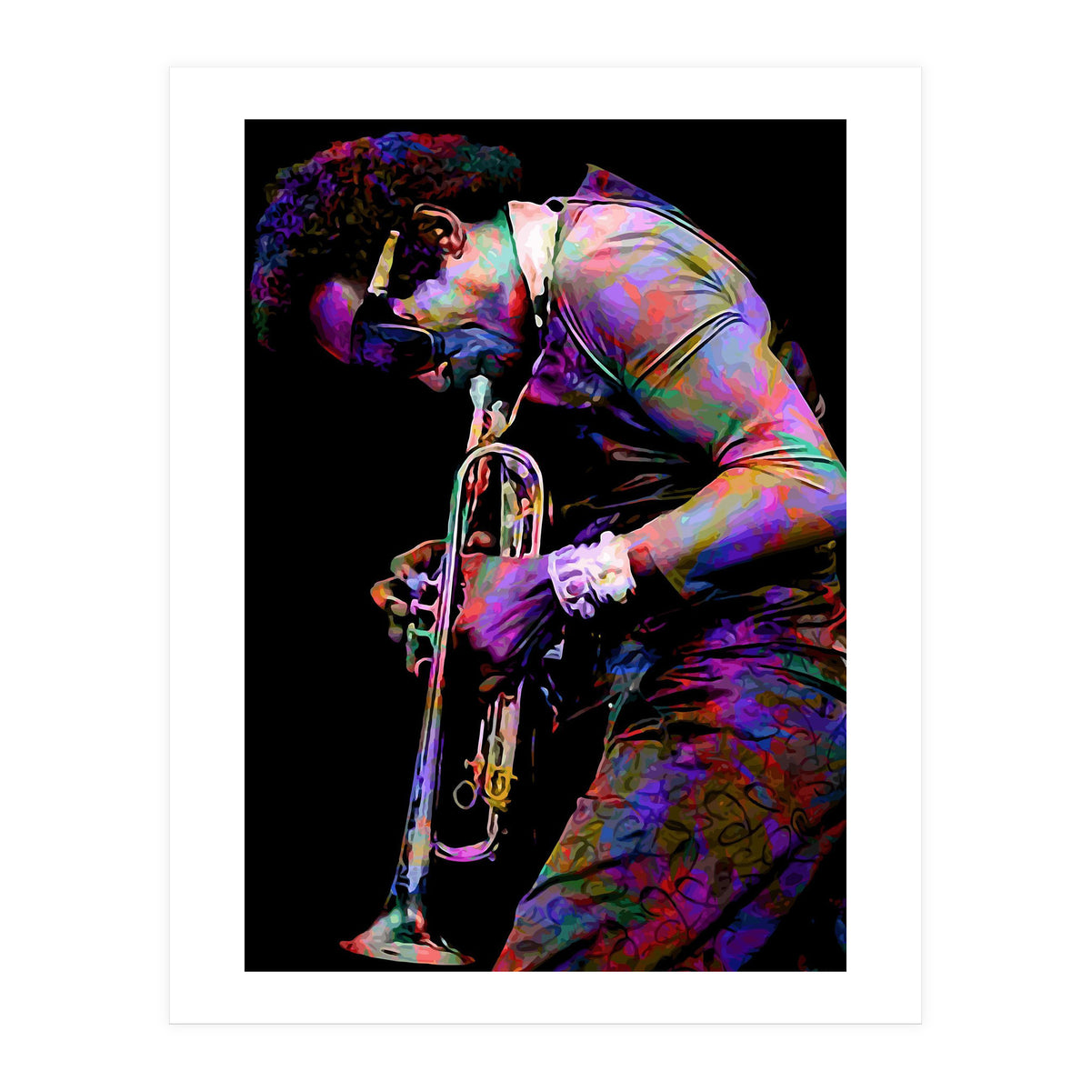 Miles Davis American Jazz Trumpeter Legend Colorful Art (Print Only)