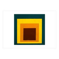 JOSEF ALBERS - HOMAGE TO THE SQUARE DARK GREEN YELLOW ORANGE BROWN  (Print Only)