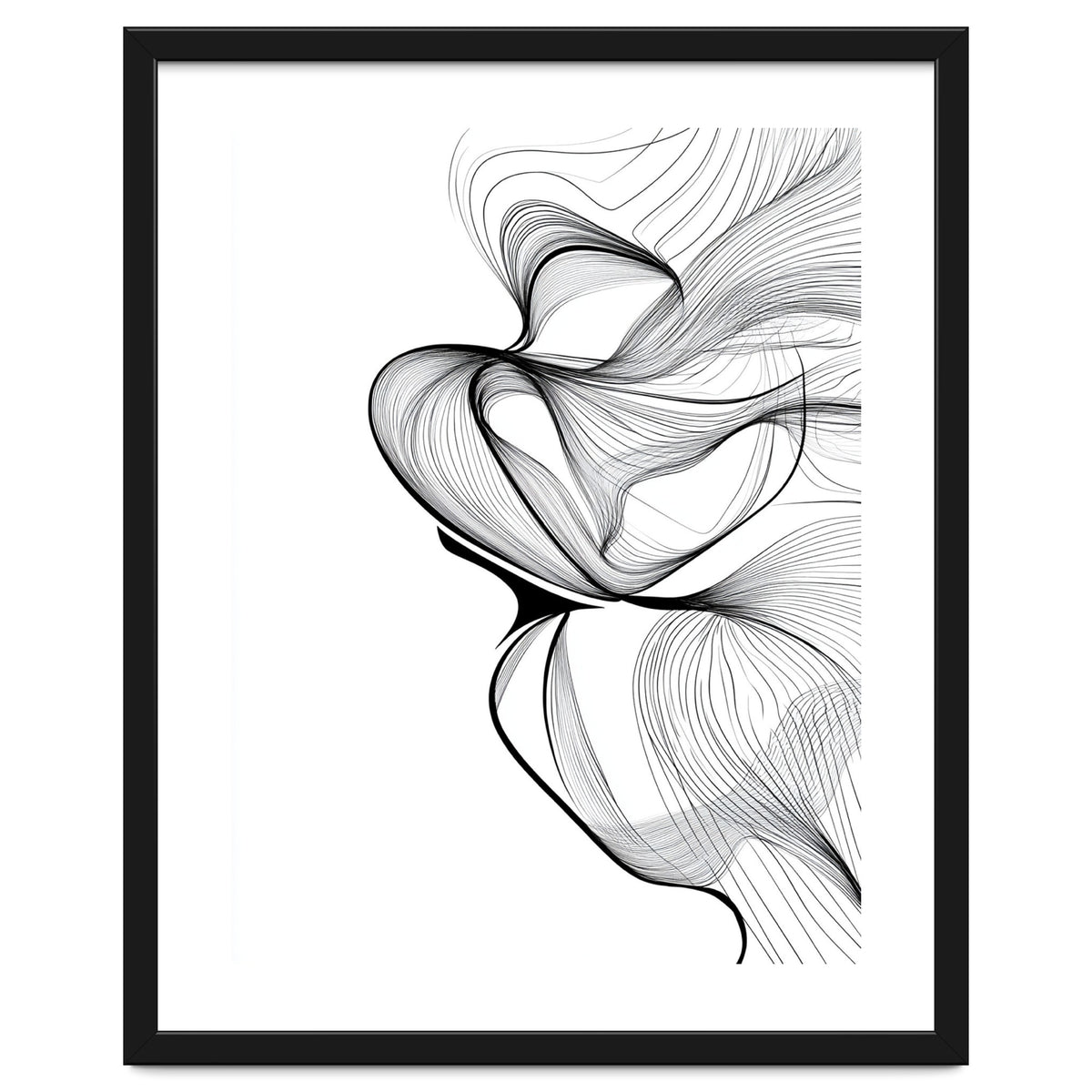 Abstract Black And White Swirls And Lines Flowing Art