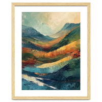 Textured Impasto Mountain Valley Landscape
