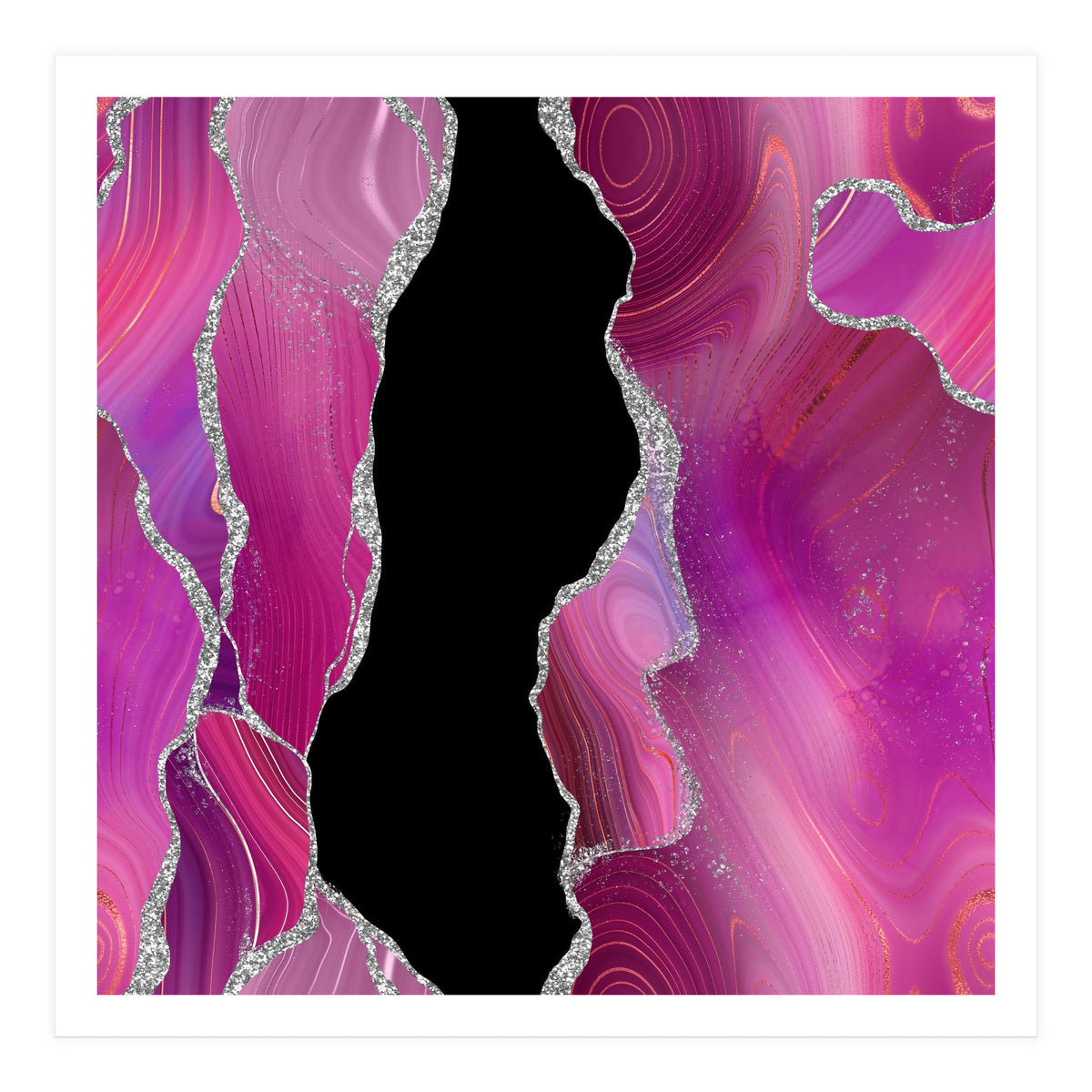 Magenta & Silver Agate Texture 01  (Print Only)