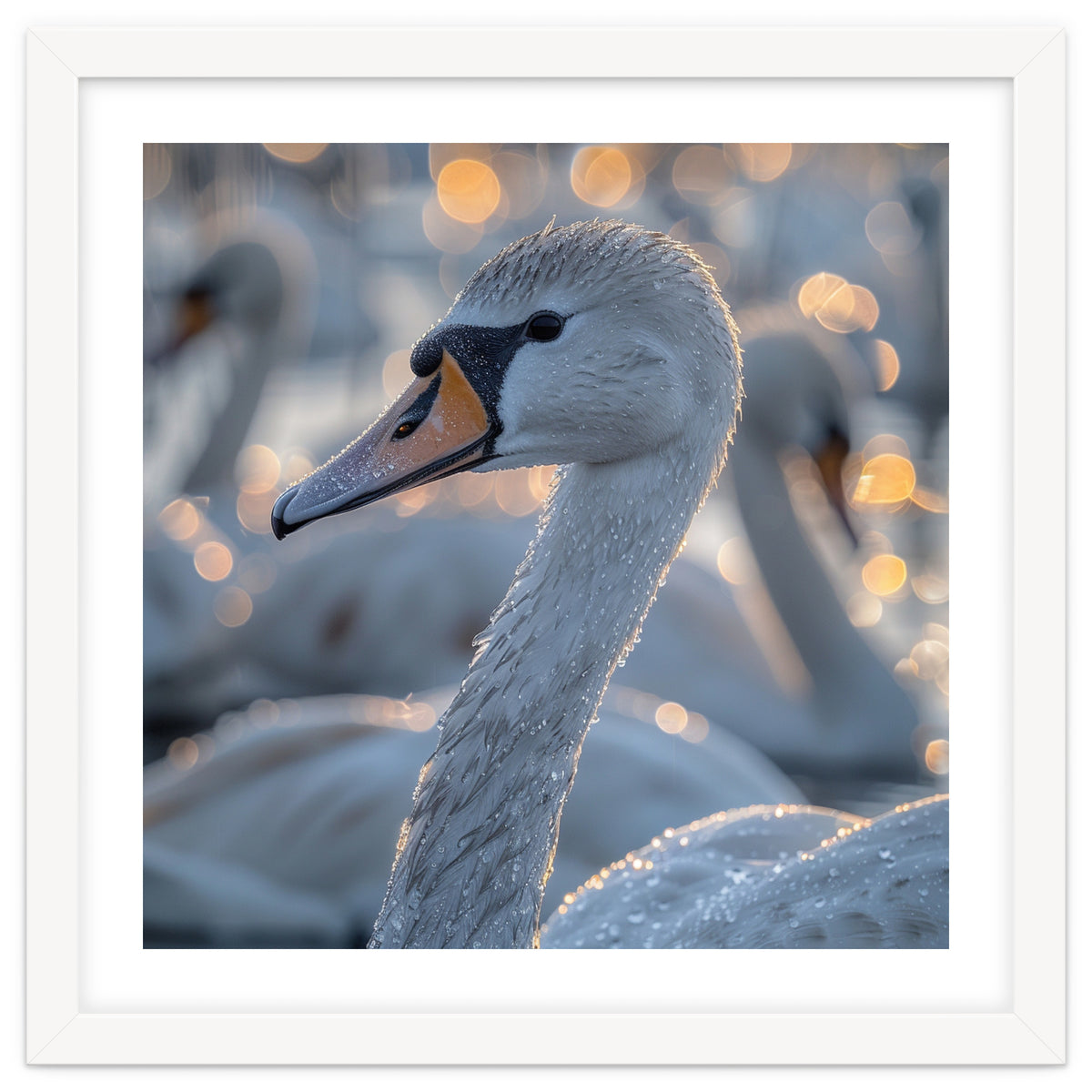 Majestic Swan Close Up With Water Droplets