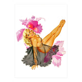 Pinup Sexy Woman Posing In Black Sleeping Dress (Print Only) thumbnail