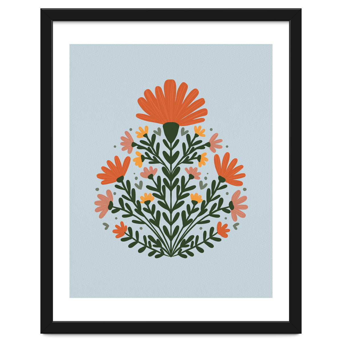 Symmetrical floral bouquet - orange and green