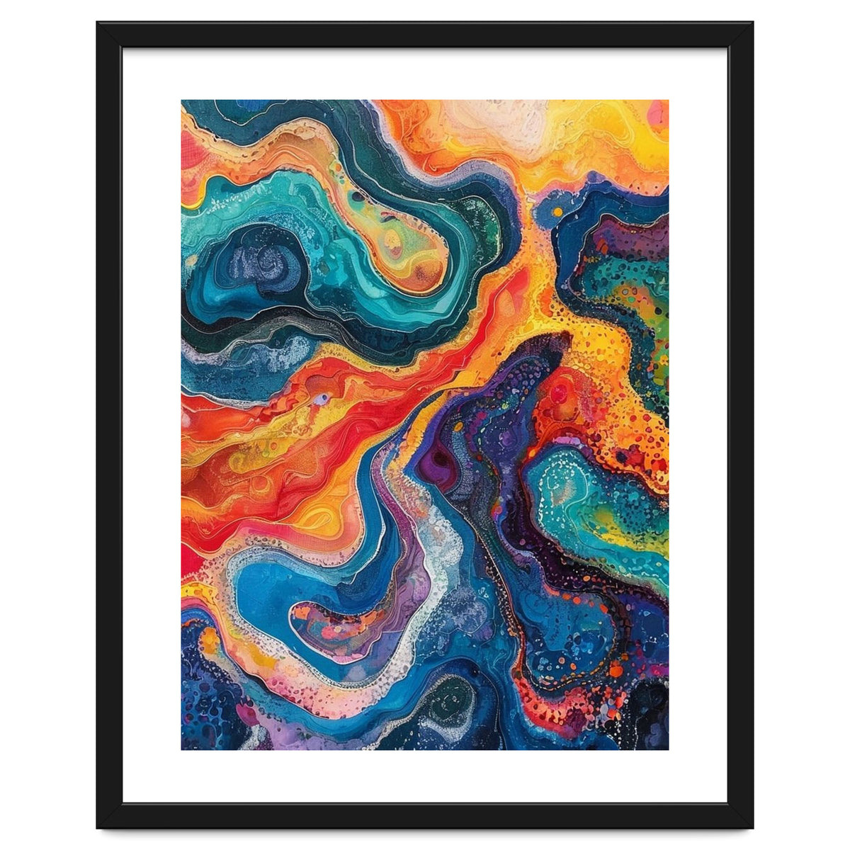 Vibrant Fluid Acrylic Pour Abstract Art